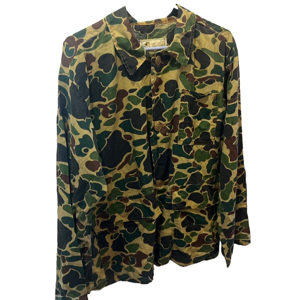 Vintage 70’s Duck Camo American Field Sportswear Hunting Button Up Shirt